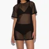 Women Mesh Bikini Cover Up Short Sleeve Transparent O-neck Swimsuit Cove-ups Summer Female Sexy Beach Dress Sarongs291H