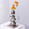 Vases Art abstrait Sculpture Vase d'oeuf Arrangement de fleurs de galets Accueil Chinois Antique Ornements en céramique