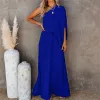 Robe bleue d'été élégante, asymétrique épaule dénudée, longue, taille haute, ample, Maxi, robe de soirée, asymétrique, pour femmes, robe formelle de mariage