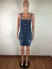 Klä jeans Loose Summer Dress Lady Spaghetti Strap Backless Novty Denim Casual Sundress Vestidos