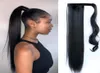 Zacht recht Echt haar Paardenstaarten Clip-in-on hairextensions Paardenstaart 22 inch 140 g Echt remy steil haarstukjes Meer 4 kleuren O2742064