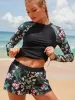 Swimwear Long Sleeve Swimsuit Women Diving Suit Female Surfing Monokini Print Swimwear 2023 New Beachwear Beach Bating Suit Two Piece