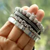 Männer Armband Schmuck 4er Set Krone Charms Makramee Perlen Armbänder Flechten Mann Luxus Schmuck für Frauen Armband Geschenk 210918210E