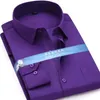 Мужские классические рубашки с длинным рукавом, повседневная мода, деловая формальная однотонная фиолетовая, белая, синяя, черная, элегантная офисная, социальная, повседневная рубашка 240229