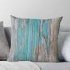 Pillow Shabby Rustic Weathered Wood Turquoise Throw S Decorative Sofa