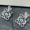 Advanced Brand Designer Earrings Crystal Design Letter Studs 925 Silver Copper Earring Women Pearl Eardrop Diamond Earring Wedding Party Jewelry Accessories