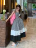 Ubierz sukienki Maxi Kobiety księżniczka estetyczna patchwork zaprojektowany słodki elegancki vintage francuski styl Aine Aline Summer College vestidos