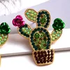 Boucles d'oreilles pendantes en forme de Cactus, métal huilé, cristal, strass de haute qualité, bijoux à la mode pour femmes, vente en gros
