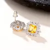 Stud Earrings Huitan Stylish Bright Red/Yellow/White Cubic Zirconia Ear Studs Female Engagement Ceremony Accessories Jewelry