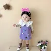 Robes de fille printemps filles violet sangle gilet robe ensemble enfants hauts chemise mignon balle débardeur deux pièces petites filles vêtements enfant en bas âge