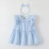 enfants bébé filles robe été bleu vêtements tout-petits vêtements bébé enfants filles violet rose robe d'été y1TG #