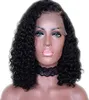 1022 Polegada cabelo humano encaracolado 13x6 parte profunda peruca dianteira do laço natureza cabelo preto com parte lateral perucas 10 Polegada 150 densidade 6583475