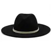 Wide Brim Hats Bucket Hats New Velvet Fedora Womens Hat 8cm Wide Brim Panama Western Cowboy Hat Winter Jazz Church Straw Hat J240305