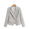 세련된 텍스처 더블 가슴 양복 재킷 스케이트 바지 선생하는 장식 긴 슬리브 옷깃 새틴 셔츠 240226