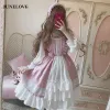 Abito Alice nel Paese delle Meraviglie Abito Lolita OP carino da donna Balze in pizzo Abito da bambola a maniche lunghe giapponese Harajuku Abiti da fata