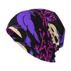 Berets Crows Skulls Halloween Creepy Purple Stylish Stretch Knit Slouchy Beanie Cap Multifunction Skull Hat For Men Women