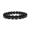 Strand Noter minimalistiska obsidian stenarmband män 4/6/8/10/12mm svart slät pärlär braslet yoga meditation smycken Brazalete