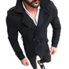 Men's Jackets Jacket Men Slim Fit Long Sleeve Suit Top Trench Coat Outwear Wool Hooded Autumn Winter Warm Button