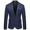 Retro kostym för män Mense Casual Autumn and Winter Trend Collar Single Two Buttons Slim Fit Round Hem Pockett Jacket Tuxedo 240223