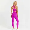 Survêtements pour femmes Couleur unie Jambe Exercice Fitness Cross Gym Soutien-gorge Top 2 pièces Ensemble de yoga doux Vêtements de sport ajustés Vêtements de sport pour femmes J240305