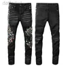 Men's Jeans 2022SS new European and American mens designer hip-hop jeans high street fashion tide brand cycling wash patch letter loose fit pants High Quality 240305