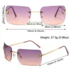 Eyewear Proteção UV Proteção UV sem aro vintage Rhinestone Butterfly Sunglasses Y2K para mulheres retangulares de sol dos óculos de sol