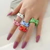 30PcsLot Cute Luminous Frog Resin Acrylic Rings For Women Girls Child Mix Color Animal Glow In The Dark Jewelry Party Gifts 240226