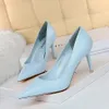 Mulheres vestido de festa sapatos 7.5cm saltos finos sexy bombas apontou toe moda couro escritório senhora baile sapato preto branco vermelho amarelo azul tamanho 35-43