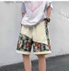 Mäns shorts y2k broderade shorts för mens 2023 sommarkoreanska casual byxor för män löst montering japanska gatukläder hip-hop gratis leverans q240305