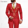 Ternos de moda para homens fino ajuste luxo festa jantar casamento noivo smoking personalizado gola alta jaqueta colete calças 3 peças conjunto 240227