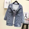 Vestes Femmes Femmes Denim Designer Veste Mode Lettre Élégant 2023Chic Imprimé Ripped BF Style Jeans Femme Manteau 240305