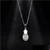 Pendentif Colliers Acier inoxydable Ananas Sier Couleur Chaîne Femme Collier Bijoux De Mode Pour Femmes Petite Amie Amoureux Drop Delive Dhdfk