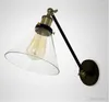 Wandlamp Loft Swing Arm Schansen Retro LED-licht Magazijn Sfeerverlichting Glazen lampenkap Industriële stijlE27 Edsion AC85-265V