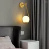 Vägglampa modern led glasboll e27 loft ljus för vardagsrum kök nordisk heminredning guld metall sconce armatur