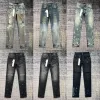 Lila Jeans Herren-Designer-Röhrenjeans, zerrissene Biker-Jeans, schmale, gerade Röhrenhose für Herren, Röhrenjeans