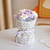 Decorative Flowers Knitted Crochet Bouquet Graduation Gift Knited Flower Puff Mini Finished Handmade