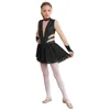 Palco desgaste crianças meninas patinação artística dança desempenho vestido de salão latino tango cha-cha dancewear manga longa strass franjas vestidos