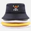 One Piece Bucket Hat Panama Cap the Pirate King Anime Luffy Harajuku Women Men Cotton Outdoor Sunscreen Wide Brim Hats Caps Q08052466