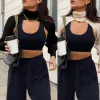 Pullovers Women Lantern Long Sleeve Sweater Sexy Hollow Out Turtleneck Solid Color Crop Top Ribbed Knit Loose Shrug Cover Up