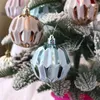 パーティーデコレーション6PCSクリスマスボールプラスチックエレクトロード6cm手描きの木ハンギングペンダントホームドロップオーナメント