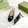 Designer Spring/Summer New High Heel Sandals and Slippers G Water Diamond Small Letter Cowhide Internal Size 35-43 with Green Box 8.5cm 43