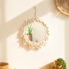 Boho Rame Round Decorative Mirrors Aesthetic Decor Hanging Wall Mirror For Bedroom Living Room House Decoration