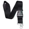 10st Popular Solid Black Neck Lanyard Strap Badge ID Löstagbar nyckelringcellhållare NY2293