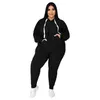 5xl زائد حجم النساء مجموعات هوديز pullover و pant دعاوى الخريف الشتاء الصلبة stical suituit مجموعة 240220