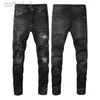 Men's Jeans 2022SS new European and American mens designer hip-hop jeans high street fashion tide brand cycling wash patch letter loose fit pants High Quality 240305