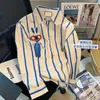 XEJ Blouse Women Luxury Designer Fashion Rabbit Embroidered Blue Striped Shirt for Women Womens Long Sleeve Spring Top 240223
