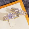 Band Rings Huitan Tren Hollow Set Rings Full Bling Iced Out Cz Stone Luxury Women Wedding Compling Rings 2pcs مجموعة مجوهرات قطرة الشحن L240305