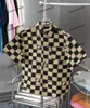 Xinxinbuy Homens Designer Tee Camiseta 2024 Paris Chessboard Grade Padrão Manga Curta Algodão Mulheres Azul Preto Cáqui XS-2XL