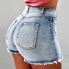 Shorts Plus Size 4XL 5XL Women's Denim Shorts Summer Lady High Waist Jeans Shorts Fringe Frayed Ripped Casual Hot Shorts With Pockets