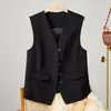 Kvinnors västar kvinnor passar Vest Lady Business Waistcoat Elegant V Neck ärmlös fast färg Enkelt breasted